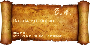 Balatonyi Anton névjegykártya